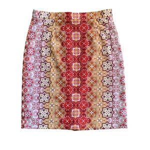 Floral Patterned Skirt - Red and Gold